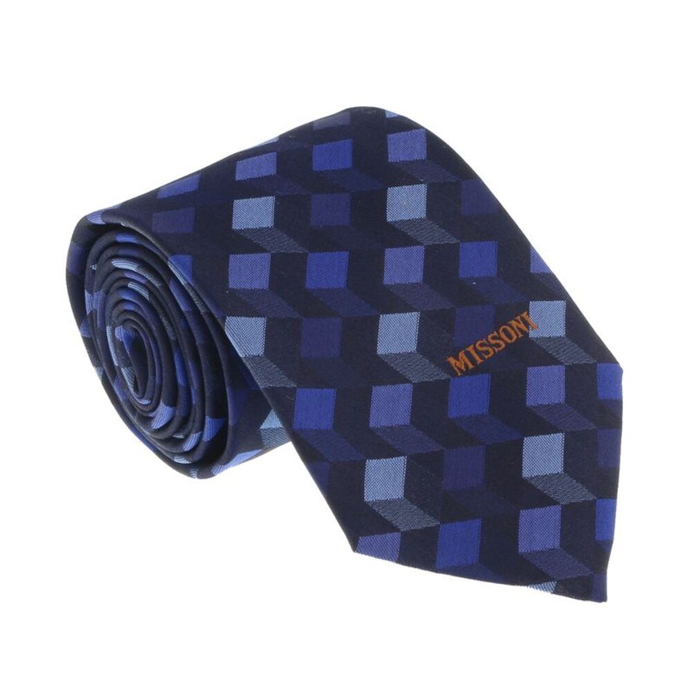 Missoni U5562 Navy/Silver Graphic 100% Silk Tie